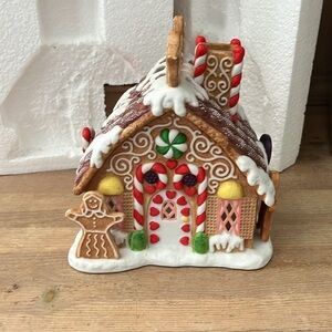 Partylite Gingerbread Tealight House Vintage Ceramic Christmas Candle P7304